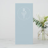 Elegant Simple White Gray Monogram Wedding Menükarte (Stehend Vorderseite)