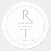 Elegant Simple White Gray Monogram Wedding Runder Aufkleber (Vorderseite)