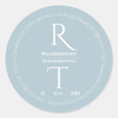 Elegant Simple White Gray Monogram Wedding Runder Aufkleber (Vorderseite)