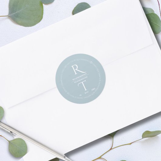 Elegant Simple White Gray Monogram Wedding Runder Aufkleber