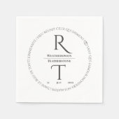 Elegant Simple White Gray Monogram Wedding Serviette (Vorderseite)