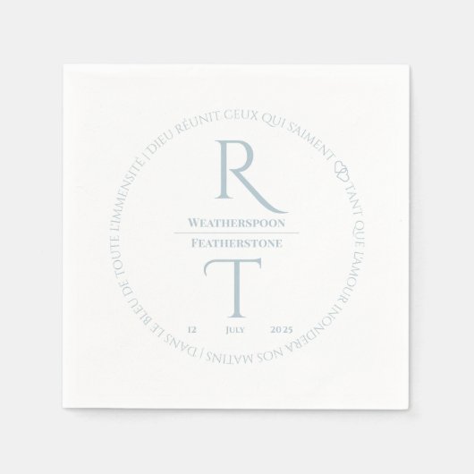 Elegant Simple White Gray Monogram Wedding Serviette (Vorderseite)