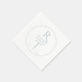 Elegant Simple White Gray Monogram Wedding Serviette (Ecke)