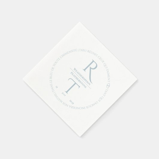 Elegant Simple White Gray Monogram Wedding Serviette (Ecke)