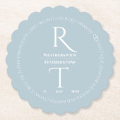 Elegant Simple White Gray Monogram Wedding Untersetzer (Vorderseite)