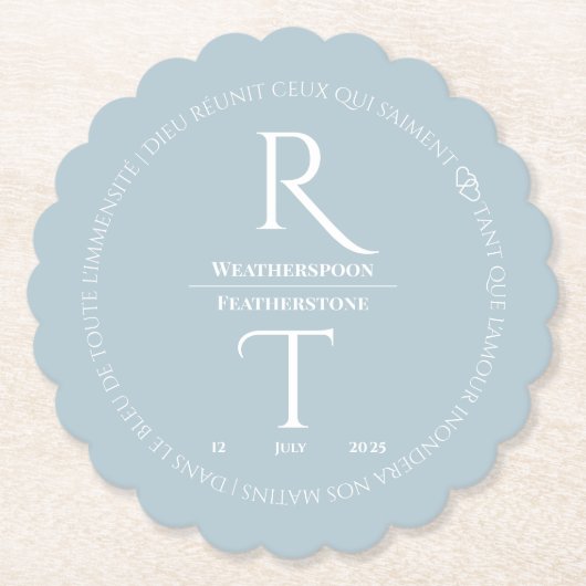 Elegant Simple White Gray Monogram Wedding Untersetzer (Vorderseite)