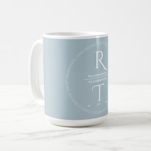 Elegant Simple White Gray Script Wedding Kaffeetasse (Vorderseite Links)