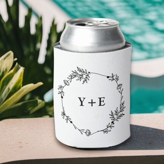 Elegant Simple White Mit Monogramm Wedding Dosenkühler