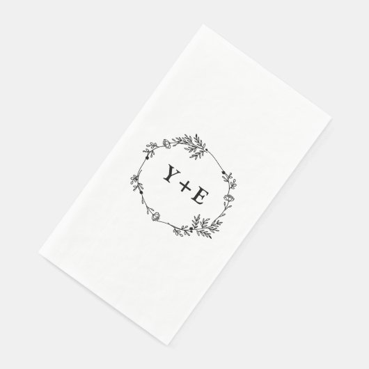 Elegant Simple White Mit Monogramm Wedding Serviette (Ecke)