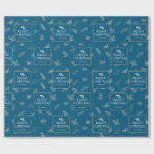 Elegant Simple White Winter Blätter Blue Geschenkpapier (Flach)