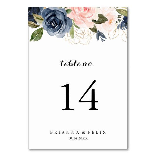 Elegant Simple Winter Floral Calligraphy Wedding Tischnummer (Vorderseite)