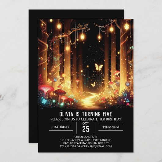 Elegant Simple Woodland Digitaler Geburtstag Einladung (Vorne/Hinten)