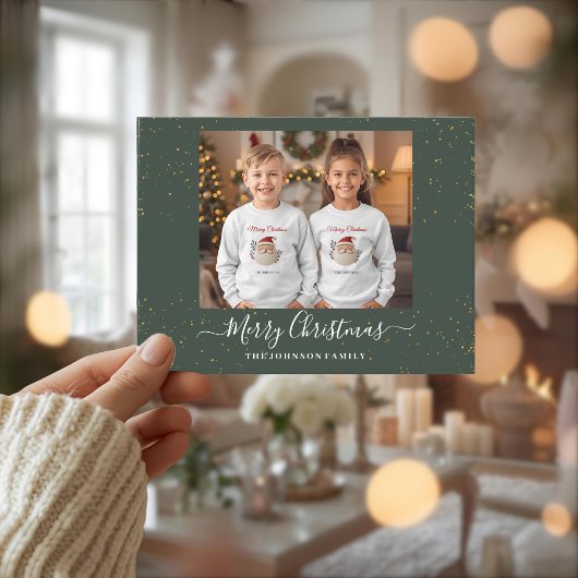 Elegant Single Photo Christmas Card Feiertagspostkarte
