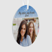 Elegant Sister Blue Glitzer 2 Seite 2 Foto Ornament (Vorderseite)