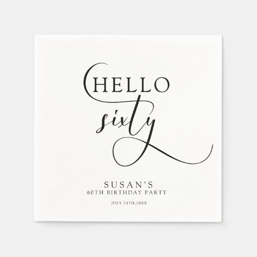 Elegant Sixtieth Birthday Serviette (Vorderseite)