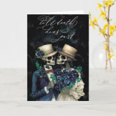 Elegant Skeleton Eucalyptus Halloween Hochzeit Karte (Gelbe Blume)