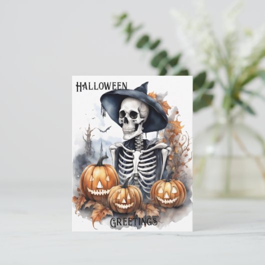 Elegant Skeleton Halloween Wassercolor (Stehend Vorderseite)