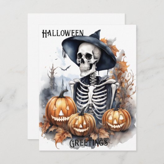 Elegant Skeleton Halloween Wassercolor (Vorne/Hinten)