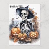 Elegant Skeleton Halloween Wassercolor Postkarte (Vorderseite)