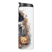 Elegant Skeleton Halloween Wassercolor Thermosbecher (Nach rechts gedreht)