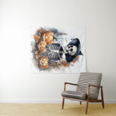 Elegant Skeleton Halloween Wassercolor Wandteppich (Beispiel (Horizontal))