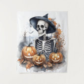 Elegant Skeleton Halloween Wassercolor Wandteppich (Vorderseite)