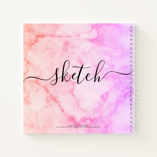 Elegant Sketchbook Ihr Name Script Marble Notizblock (Rückseite)