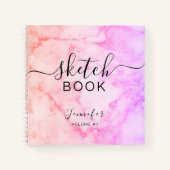 Elegant Sketchbook Ihr Name Script Marble Notizblock (Vorderseite)