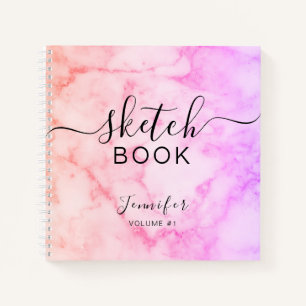 Elegant Sketchbook Ihr Name Script Marble Notizblock