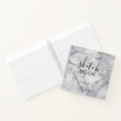 Elegant Sketchbook Ihr Name Script Marble Notizblock (Innenseite)