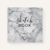 Elegant Sketchbook Ihr Name Script Marble Notizblock (Vorderseite)