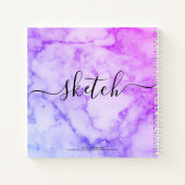 Elegant Sketchbook Ihr Name Script Marble Notizblock (Rückseite)