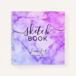Elegant Sketchbook Ihr Name Script Marble Notizblock