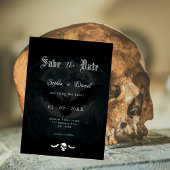 Elegant Skull Bats Mondlicht Hochzeitgotik Schwarz Save The Date