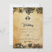 Elegant Skull Budget Halloween Thema Hochzeit Einladung (Vorderseite)