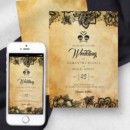 Elegant Skull Budget Halloween Thema Hochzeit Einladung