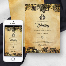 Elegant Skull Halloween Hochzeitseinladung
