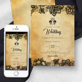 Elegant Skull Halloween Hochzeitseinladung Einladung