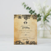 Elegant Skull Halloween Thema Hochzeitbudget Einladung (Stehend Vorderseite)