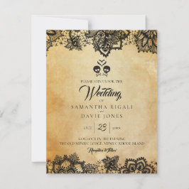 Elegant Skull Halloween Thema Hochzeitbudget Einladung