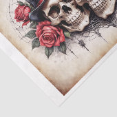 Elegant Skull mit Rose auf Pergament Seidenpapier (Ausschnitt)