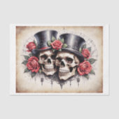 Elegant Skull mit Rose auf Pergament Seidenpapier (Vorderseite)