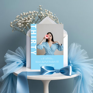Elegant Sky Blue 30. Geburtstag Einladung