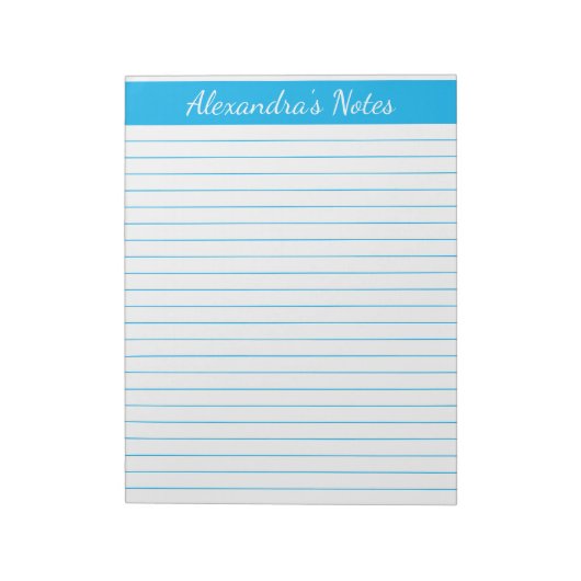 Elegant Sky Blue 8.5x11 Letter Size Personalisiert Notizblock (Rotiert)