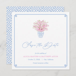 Elegant Sky Blue Ballet Pink Ginger Jar Wedding Save The Date