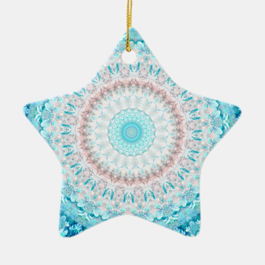 Elegant Sky Blue Crystal Mandala Keramik Ornament (Vorne)