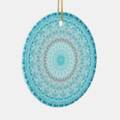 Elegant Sky Blue Crystal Mandala Keramik Ornament (Rechts)