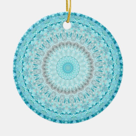 Elegant Sky Blue Crystal Mandala Keramik Ornament (Vorne)