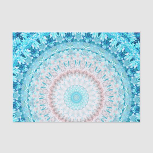 Elegant Sky Blue Crystal Mandala Seidenpapier (Vorderseite)