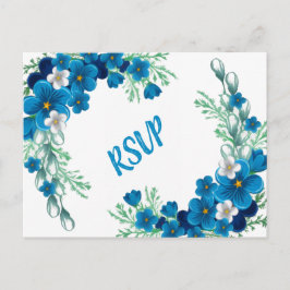 Elegant Sky Blue Floral RSVP Card Postkarte
